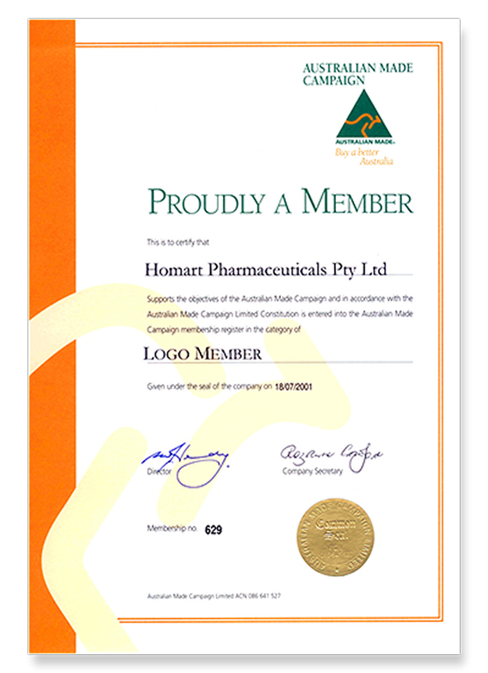 Australian Made Certificate