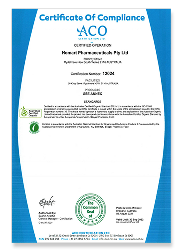 ACO Certificate