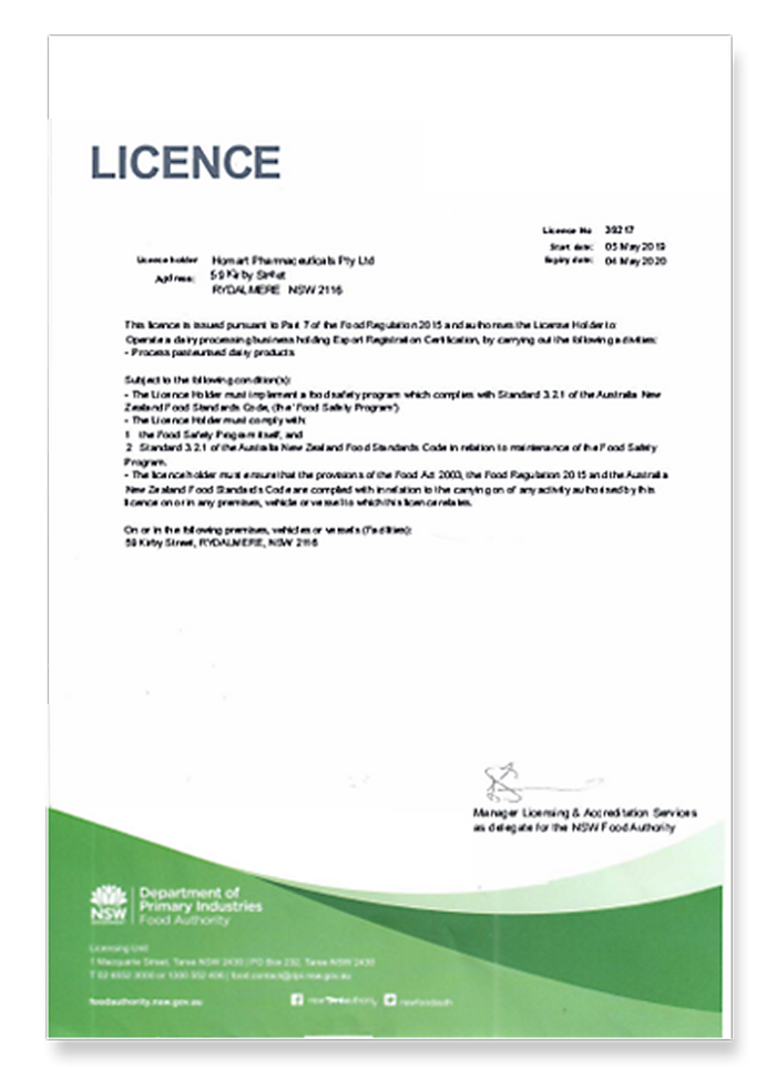 NSW Food Regulation Licence