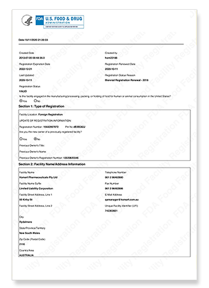FDA Licence